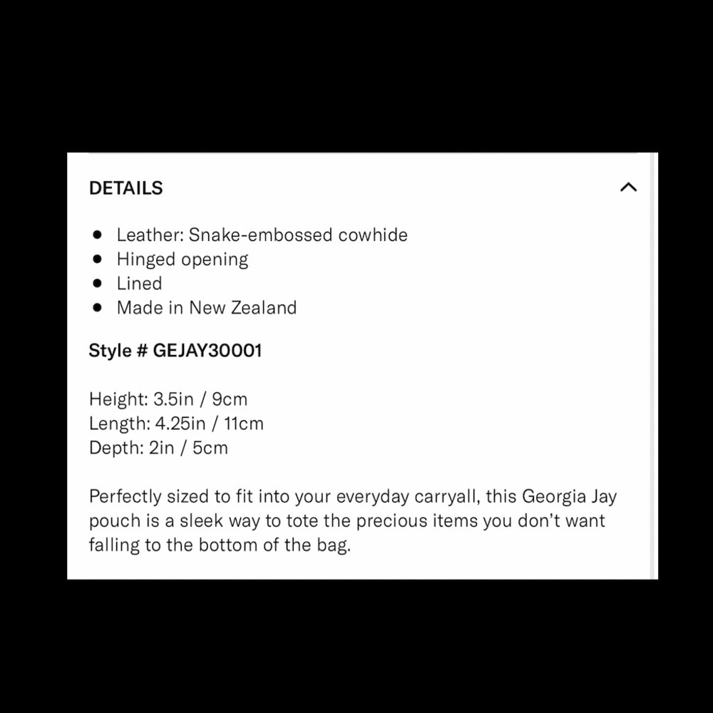 SHOPBOP Georgia Jay Leather Python Pouch. NWT - image 8